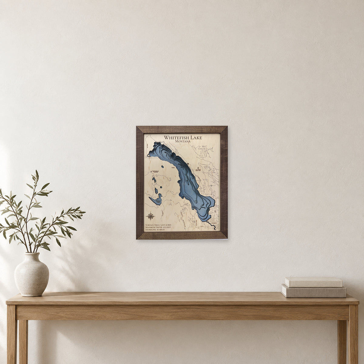 Whitefish Walnut Multi wood map — multilayer, staged room mockup
