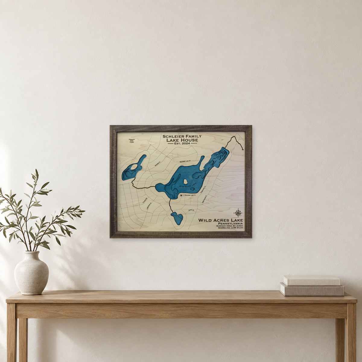 Wild Acres Schleier wood map — multilayer, staged room mockup