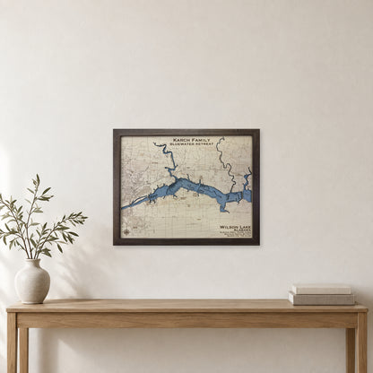 Wilson Karch wood map — multilayer, staged room mockup