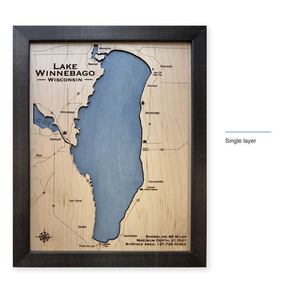 Winnebago Black Single wood map — single layer, layer option shown