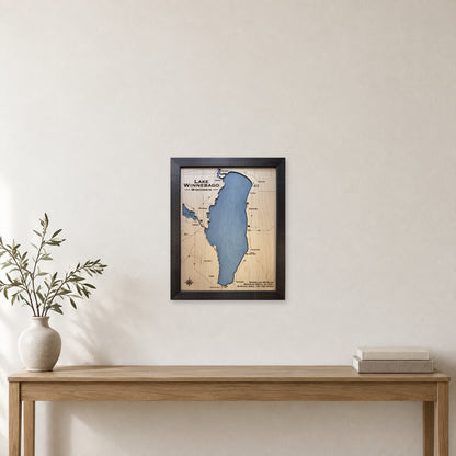 Winnebago Black Single wood map — single layer, staged room mockup
