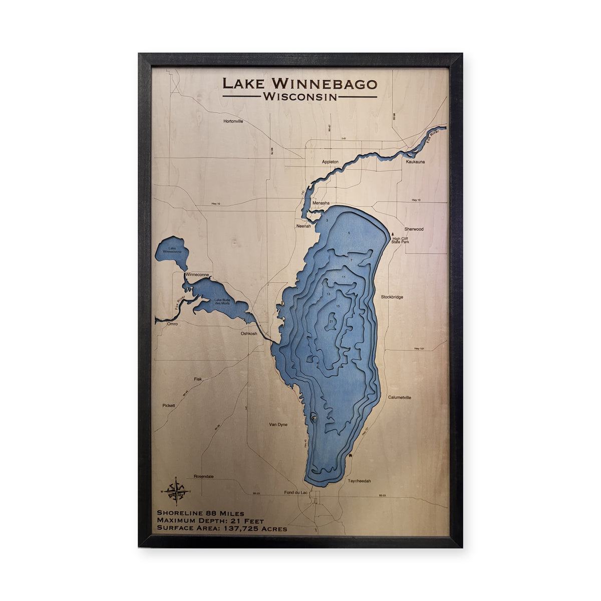 Winnebago Charcoal Multi wood map — multilayer, white background