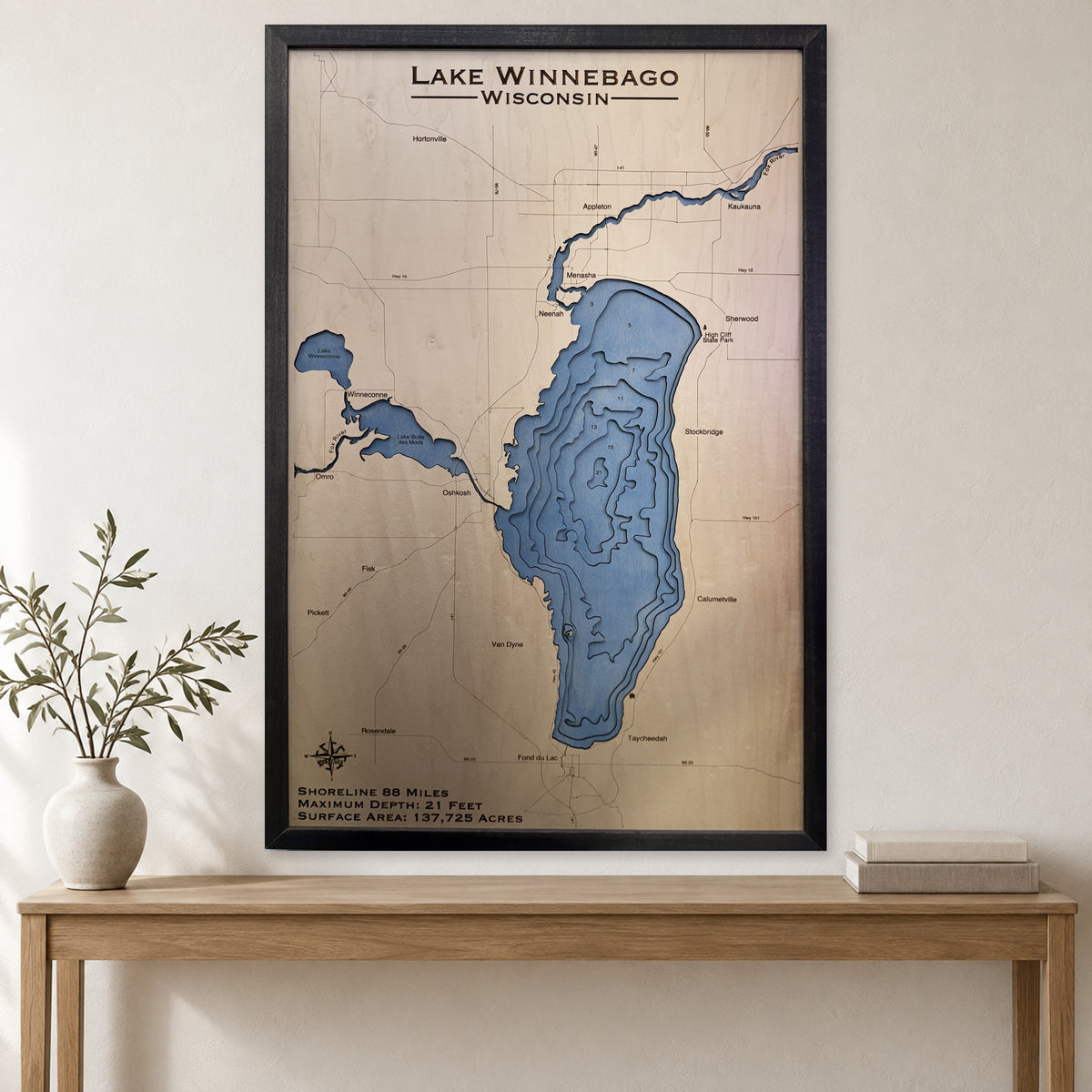 Winnebago Charcoal Multi wood map — multilayer, staged room mockup