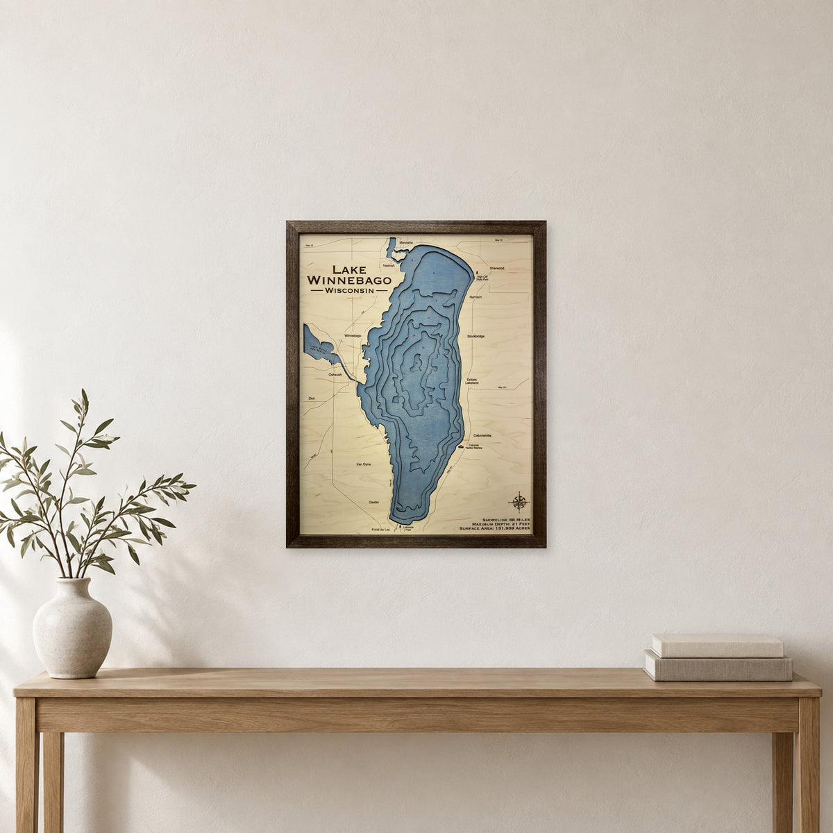 Winnebago Jochman wood map — multilayer, staged room mockup