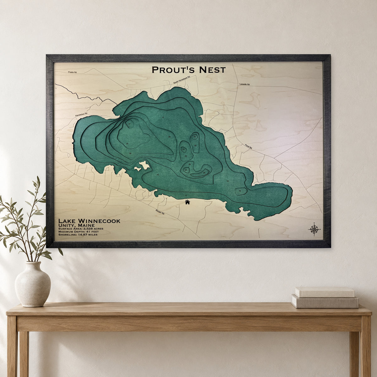Winnecook Prouts Nest wood map — multilayer, staged room mockup