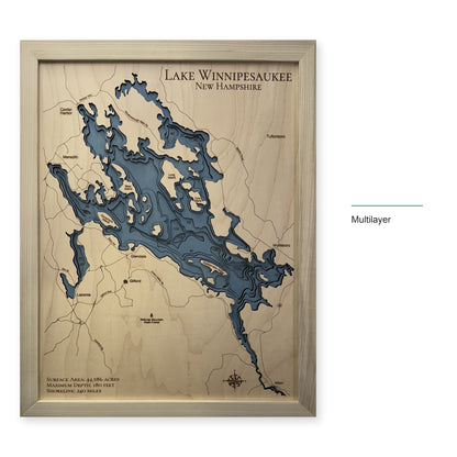 Winnipesaukee Natural wood map — multilayer, layer option shown
