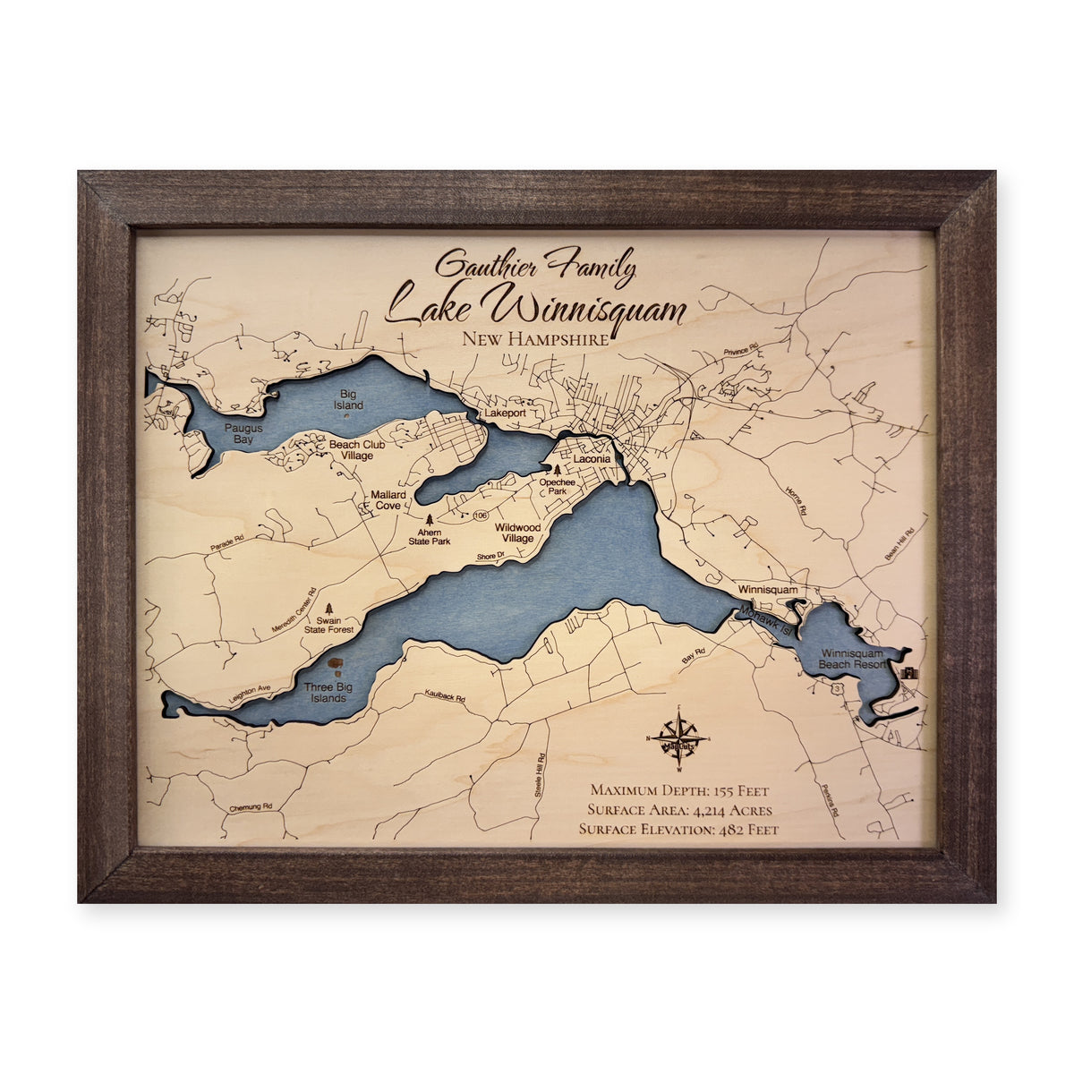 Winnisquam Gauthier wood map — single layer, white background