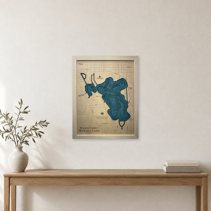 Winona Wilson wood map — multilayer, staged room mockup