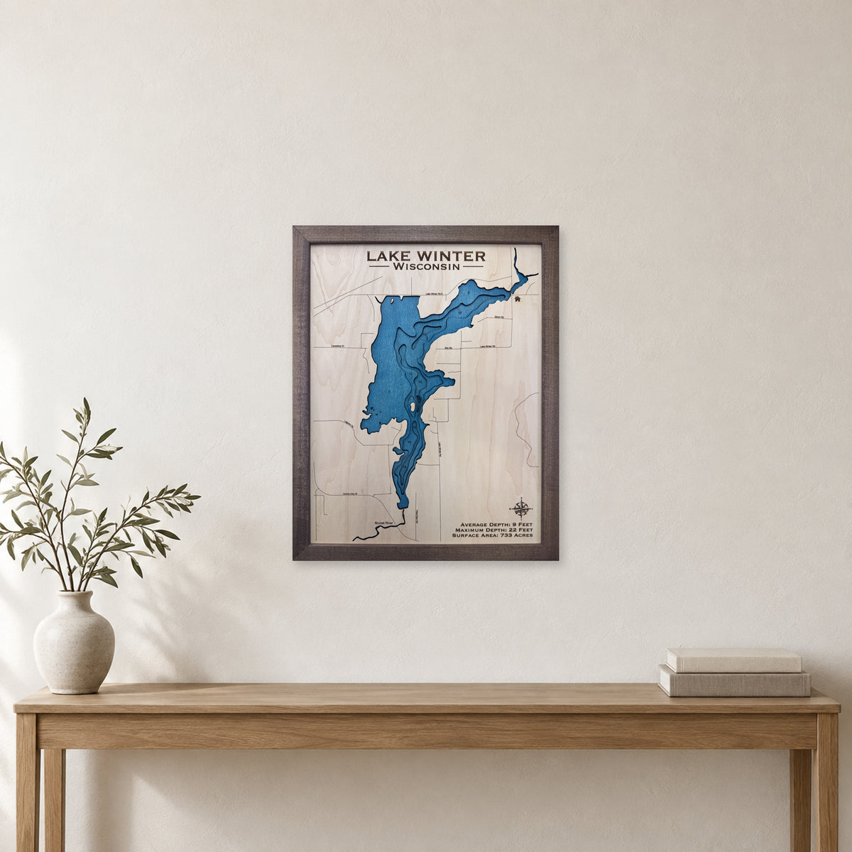 Winter Walnut Multi wood map — multilayer, staged room mockup