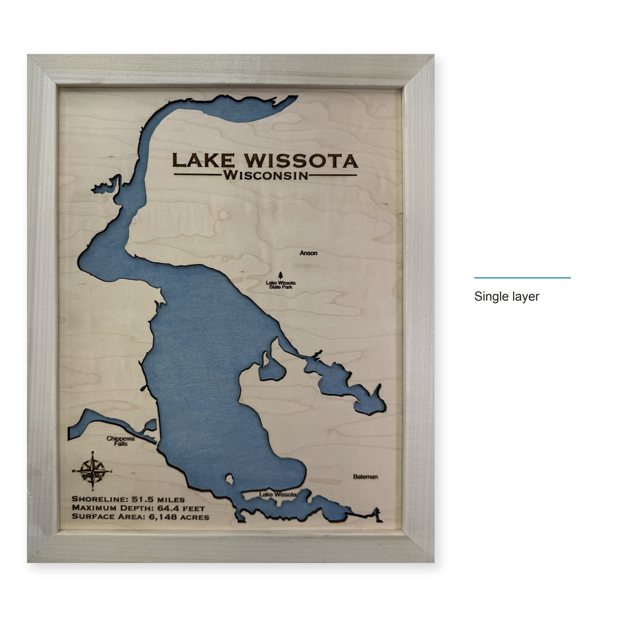 Wissota Natural Single wood map — single layer, layer option shown