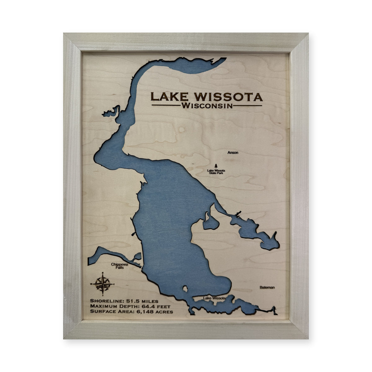 Wissota Natural Single wood map — single layer, white background