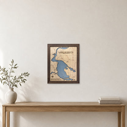 Wissota Walnut Single wood map — single layer, staged room mockup
