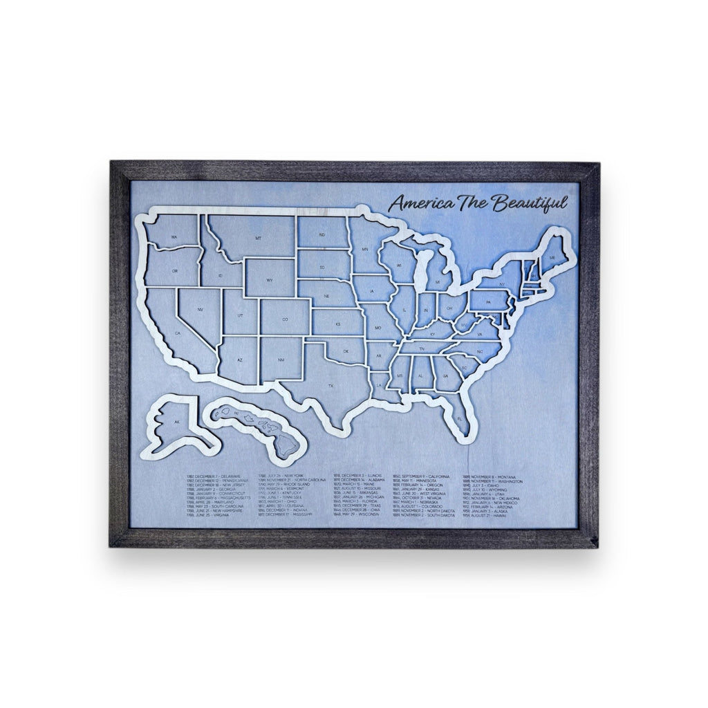 Wooden United States Travel Map with removable state pieces. 