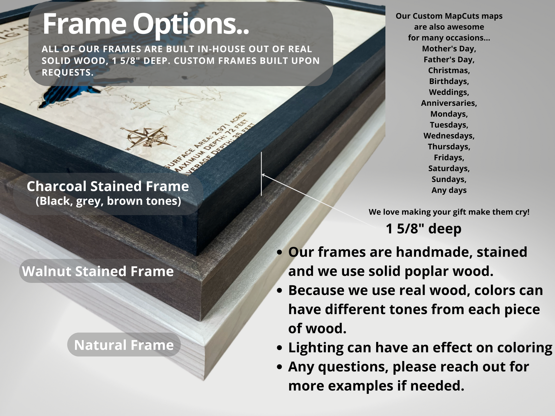 an up close look at two of the frame colors and their thickness