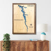 Custom wooden map of Lake Roaming Rock in Roaming Shores, Ohio. 