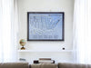 Wooden US travel map hanging on wall. 