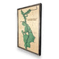 Sideview of a wooden map of Cuyahoga Valley National Park on a white background.