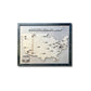 Wooden professional hockey arena travel map with nameplate and black frame on a white background. 