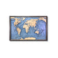 World map with topographic details in a black frame on a white background
