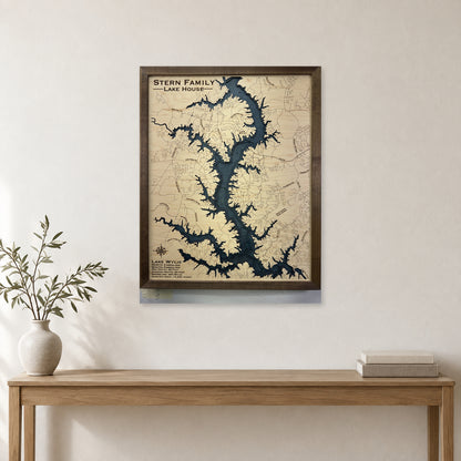Wylie Stern wood map — multilayer, staged room mockup