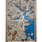 Wooden city map of Boston, Massachusetts, including 3D roads. 