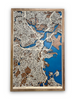 Wooden city map of Boston, Massachusetts, including 3D roads. 